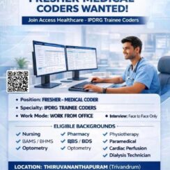 Fresher Medical Coder Job | IPDRG Trainee | Thiruvananthapuram | Local Kerala Candidates Fresher Medical Coder Job | IPDRG Trainee | Thiruvananthapuram | Local Kerala Candidates