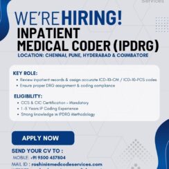 Inpatient Medical Coder (IPDRG) Hiring – Chennai, Pune, Hyderabad & Coimbatore | CCS / CIC Certified | Apply Now Inpatient Medical Coder (IPDRG) Hiring – Chennai, Pune, Hyderabad & Coimbatore | CCS / CIC Certified | Apply Now