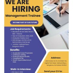 Walk-in Interview: Management Trainee at Consero Global | Yeshwanthpur, Bangalore | 16th March 2026