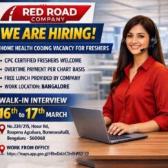 Walk-in Interview: Home Health Coding Job in Bangalore for Freshers | CPC Certified | Free Lunch & Overtime Pay