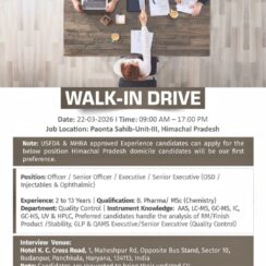 USFDA/MHRA Approved Candidates: Mankind Pharma QC Walk-in | Panchkula | 22 March 2026