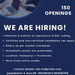 HCC Coder Walk-in Drive 2026 | Thanjavur & Tirunelveli | 6 Months Exp