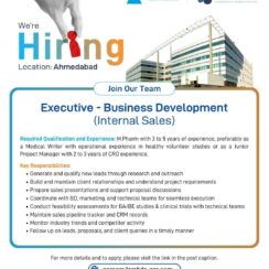 Executive – Business Development (Internal Sales) | M.Pharm with CRO Experience | BA/BE Studies