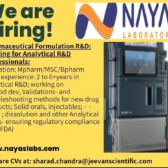 Analytical R&D Job | Mpharm MSC Bpharm | Method Development & HPLC | NAYAS Labs