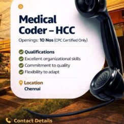 Urgent Hiring: Medical Coder (HCC) – CPC Certified | Chennai Location