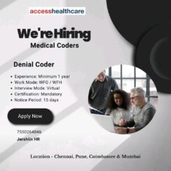 Medical Coder & Denial Coder Jobs in Chennai, Pune, Coimbatore, Mumbai | Hiring with Certification | WFH/WFO | Virtual Interview