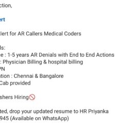 Hiring AR Denials Specialist – Physician & Hospital Billing | Chennai & Bangalore