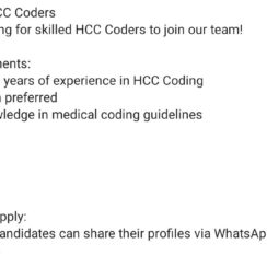HCC Medical Coder Jobs Chennai & Coimbatore | 1+ Year Experience | Hiring Now HCC Medical Coder Jobs Chennai & Coimbatore | 1+ Year Experience | Hiring Now