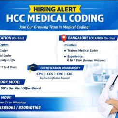 HCC Medical Coding Jobs in Pune & Bangalore – On-Site Openings for Trainee, Sr. Coder & QA | CPC, CIC, CRC Certified