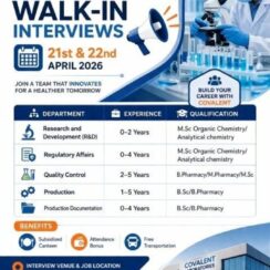 Covalent Laboratories Walk-In Interview 21-22 April 2026 | R&D, RA, QC, Production Jobs | Sangareddy