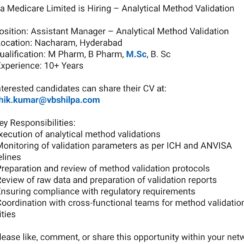 Assistant Manager Analytical Method Validation Jobs | Shilpa Medicare | Nacharam Hyderabad | 10+ Yrs