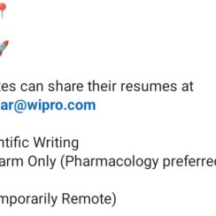 Medical Writer Jobs | Wipro | Pune Temporarily Remote | M.Pharm Freshers | Pharmacology