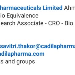 Senior Research Associate – CRO Bioequivalence – Cadila Pharmaceuticals (Ahmedabad) – 2 Years Exp – Up to ₹6.50 LPA