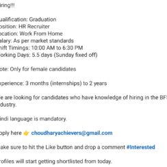 HR Recruiter Jobs 2026 | Work From Home | Female Candidates | BFSI Hiring | 3 Months to 2 Years