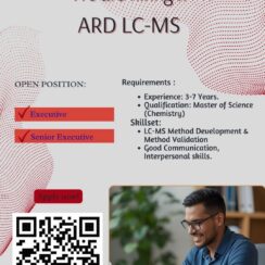LC-MS Method Development Jobs – Hiring MSc Chemistry (3–7 Years Exp)
