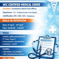 HCC Certified Medical Coder Walk-In Interview | Coimbatore | 6th–10th April | Cotiviti