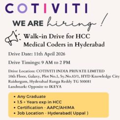 Walk-in Drive for HCC Medical Coders | Hyderabad | 11th April 2026 – Cotiviti