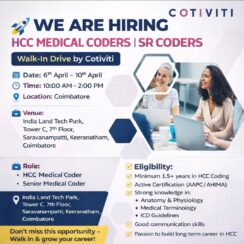 HCC Medical Coder Walk-In Drive 2026 – Cotiviti Coimbatore (Apr 6–10)