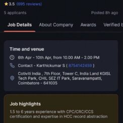 HCC Medical Coder Walk-in Drive | Cotiviti Coimbatore (Apr 6–10)