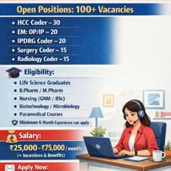 Work From Home Medical Coding Jobs – 100+ Openings at Claimxcode Solution (₹25k–₹75k/mo + Incentives)