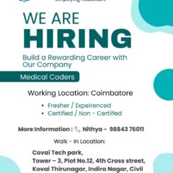 Medical Coding Jobs in Coimbatore | Fresher & Experienced | Walk-In Hiring