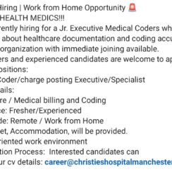 Urgent Hiring: Jr. Executive Medical Coder | Work from Home | Freshers & Experienced | Immediate Joining