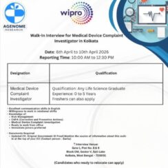 Medical Device Complaint Investigator Jobs – Freshers to 5 Years | Wipro Kolkata