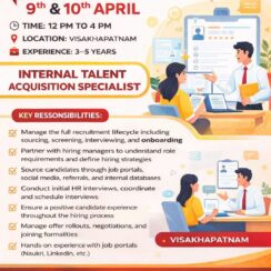 Walk-In Drive @ Accordia Technologies – Internal Talent Acquisition Specialist (3–5 Yrs) – Vizag – April 9-10, 2026