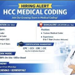 HCC Medical Coder Jobs – Pune & Bangalore (On-Site) – Freshers to 4 Yrs Exp – CPC/CRC/CCS Mandatory