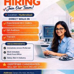 Walk-In Drive – HCC Coder, QA Auditor, Trainer – Augustus Healthcare (Hyderabad) – 1–3+ Yrs Exp – 30% Hike for Certified Walk-In Drive – HCC Coder, QA Auditor, Trainer – Augustus Healthcare (Hyderabad) – 1–3+ Yrs Exp – 30% Hike for Certified