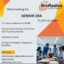Senior CRA – BA/BE Specialist | 3–5 Years Experience | GCP & GDP Certified Senior CRA – BA/BE Specialist | 3–5 Years Experience | GCP & GDP Certified