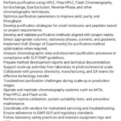 Scientist – AR&D (API Purification) – Hyderabad – 5–10 Yrs Exp – HPLC, Prep-HPLC, Flash Chromatography – M.Sc Organic Chemistry Scientist – AR&D (API Purification) – Hyderabad – 5–10 Yrs Exp – HPLC, Prep-HPLC, Flash Chromatography – M.Sc Organic Chemistry