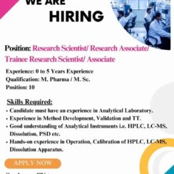Research Scientist / Associate (Analytical R&D) – Ortiv – 0–5 Yrs Exp – M.Pharma / M.Sc – HPLC, LC-MS, Dissolution Research Scientist / Associate (Analytical R&D) – Ortiv – 0–5 Yrs Exp – M.Pharma / M.Sc – HPLC, LC-MS, Dissolution