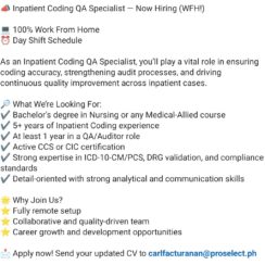 Inpatient Coding QA Specialist – 100% WFH (Day Shift) – 5+ Yrs Exp, CCS/CIC – ProSelect
