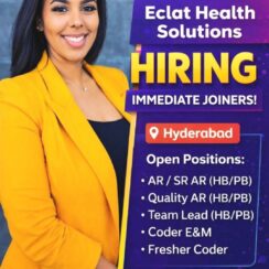 AR, Quality AR, Team Lead, E&M Coder, Fresher Coder – Eclat Health Solutions (Hyderabad) – Immediate Joiners