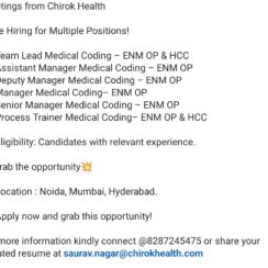 Medical Coding Leadership & Training Roles (ENM OP & HCC) – Chirok Health (Noida, Mumbai, Hyderabad) – Apply Now
