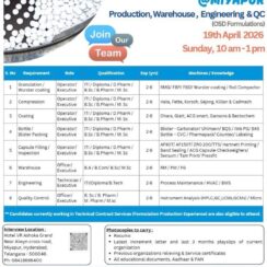 Walk-In Interview – Granules India (Hyderabad) – Production, Warehouse, Engineering, QC (OSD Formulations) – April 19, 2026