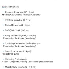 Walk-In – Oncology, IP Billing, Clinical Research, DMO, X-Ray, Cardiology, Ortho Scrub Nurse, Marketing – Medicover (Financial District)