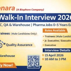 Walk-In Interview – QC, QA & Warehouse (Pharma) – Zenara (Hyderabad) – 0–5 Years Exp – April 15, 2026 – Male Candidates