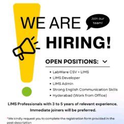 LIMS Developer / Admin / LabWare CSV – TrueZenix (Hyderabad, WFO) – 3–5 Years Exp – Immediate Joiners Preferred