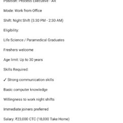 Walk-In – Process Executive AR (Fresher) – Omega Healthcare (Hyderabad, Gachibowli) – Night Shift, ₹23K CTC, Sat-Sun Off, Cab