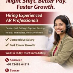 AR Professional (Denials, AR Calling, Payment Posting) – Chirok Health (Noida) – Night Shift – Immediate Joiners – Walk-In