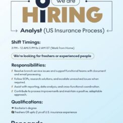 Analyst (US Insurance Process) – Renegade Insurance (Remote/WFH) – Freshers to 2 Years Exp – 3 PM to 12 AM / 5 PM to 2 AM Shift
