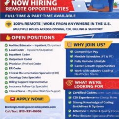 Remote Medical Coder & CDI (Inpatient/Outpatient/ProFee/ER) – Omega Healthcare – Full-Time & Part-Time – US Applicants Only – AHIMA/AAPC Preferred