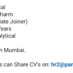 Panexcell Jobs 2026 | Analyst Bioanalytical | M.Sc B.Pharm M.Pharm | Rabale Navi Mumbai | 1-2 Years Exp