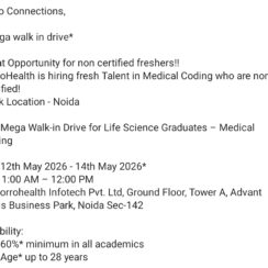 CorroHealth Walk-In 2026 | Medical Coding Jobs Noida | Non Certified Freshers | Life Science Graduates | 12-14 May