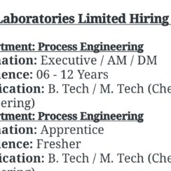 Neuland Laboratories Walk-In 2026 | Process Engineering & Analytical R&D | Sangareddy | 23rd May | B.Tech/M.Tech/M.Sc | Freshers & Experienced
