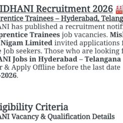 MIDHANI Apprentice Recruitment 2026 | 43 Graduate & Diploma Trainees | Hyderabad | Apply Offline Before 03 June