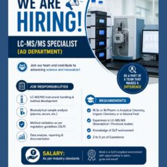 LC-MS/MS Specialist (Bioanalytical) – Ribosome Research Centre (Surat, Gujarat) – 2–5 Years Exp – M.Sc / M.Pharm – Method Development & Validation – GLP