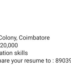 Junior Recruiter (Fresher) – Coimbatore (Saibaba Colony) – ₹15,000–₹20,000 – Good Communication Skills Required